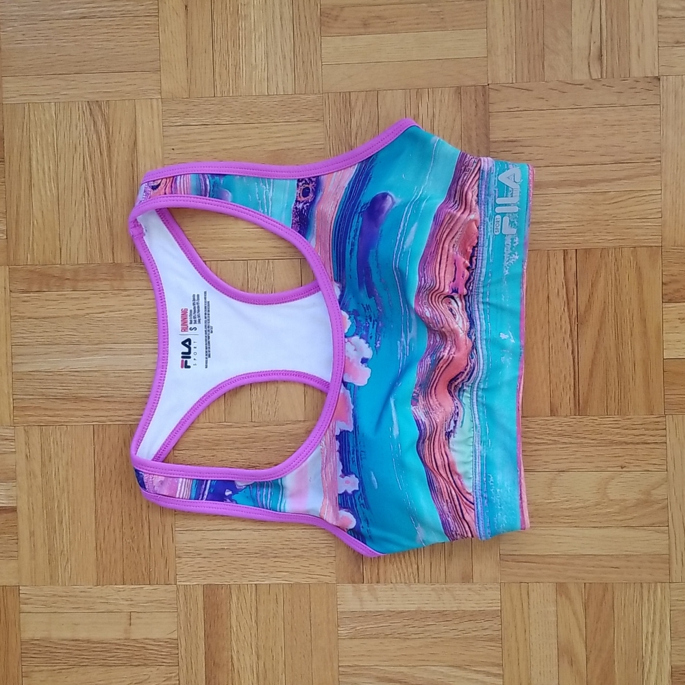 FILA Sport Running Racerback Bra with Bright Pattern